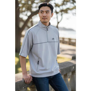Sunice Men's Gray Half-Zip Pullover Sweatshirt